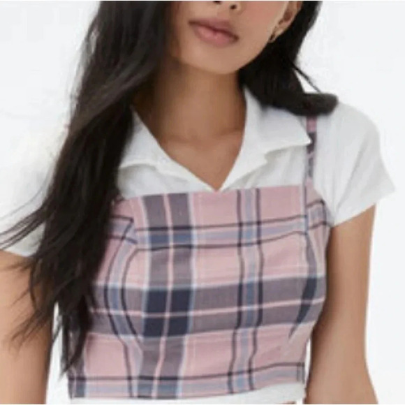 Aeropostale Women’s Square Tank Top Adj Spaghetti Strap Cropped Plaid EUC Sz XS‎ - Picture 2 of 11